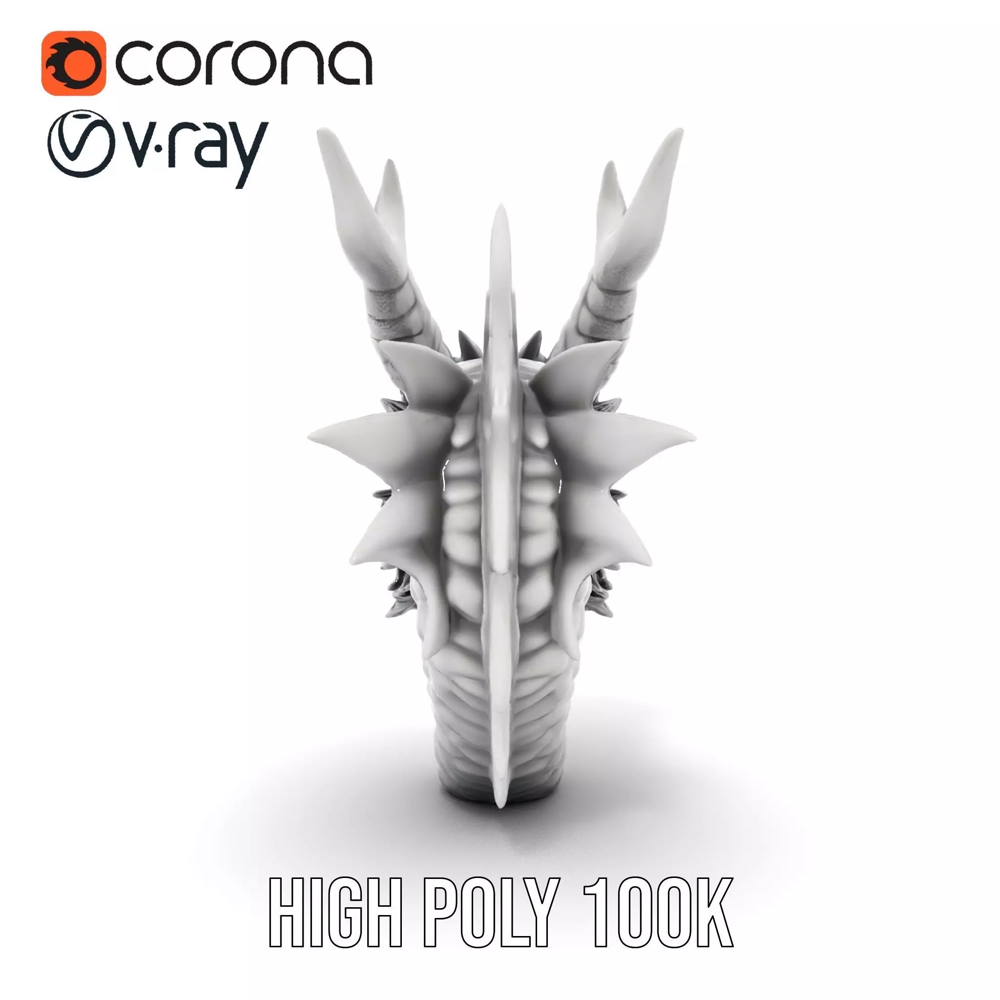 Silver Dragon Head model pack Low-poly 3D model_15
