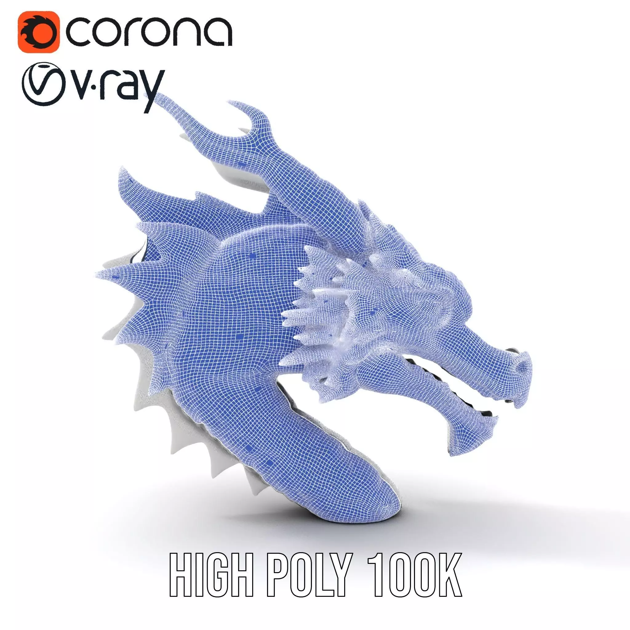 Silver Dragon Head model pack Low-poly 3D model_33