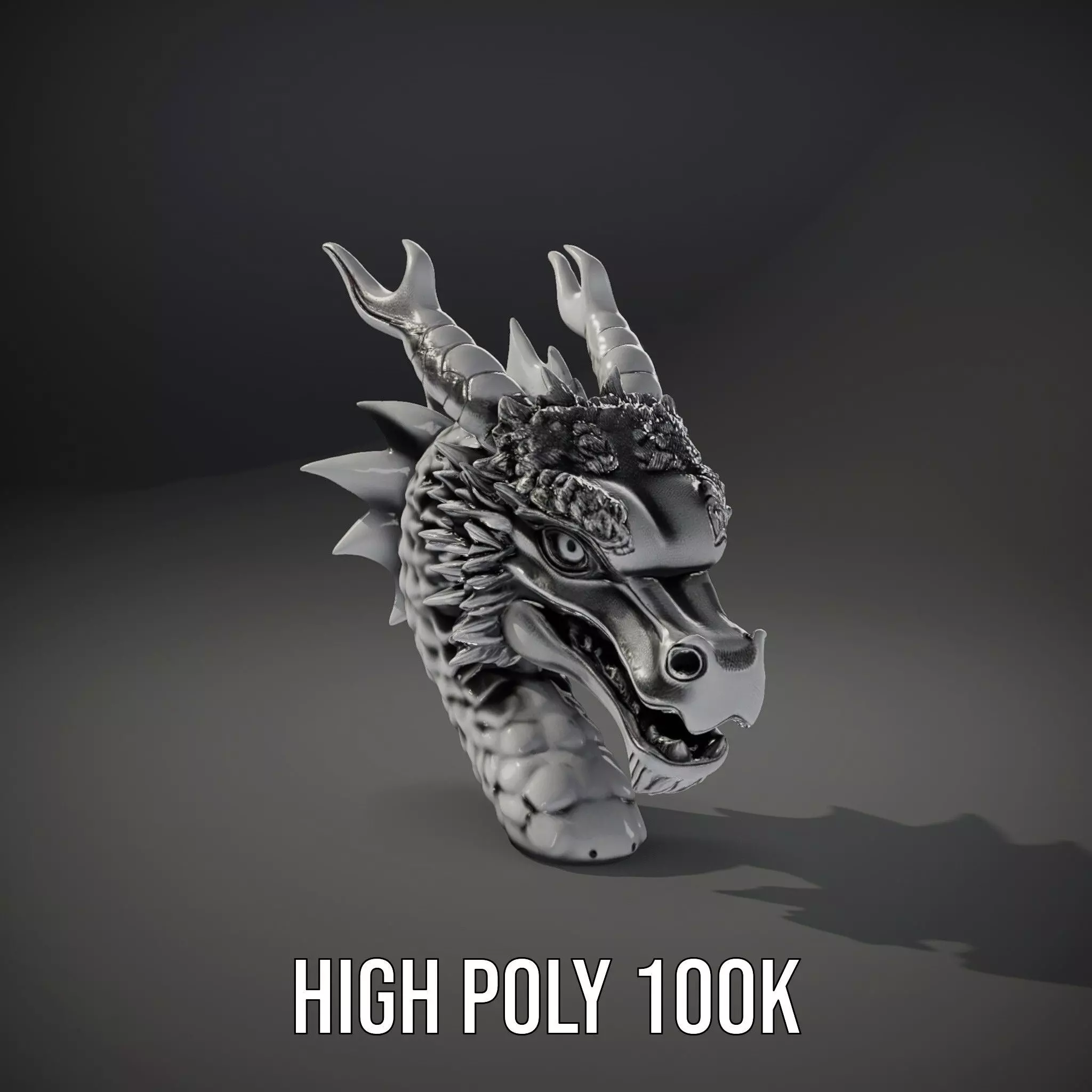 Silver Dragon Head model pack Low-poly 3D model_10