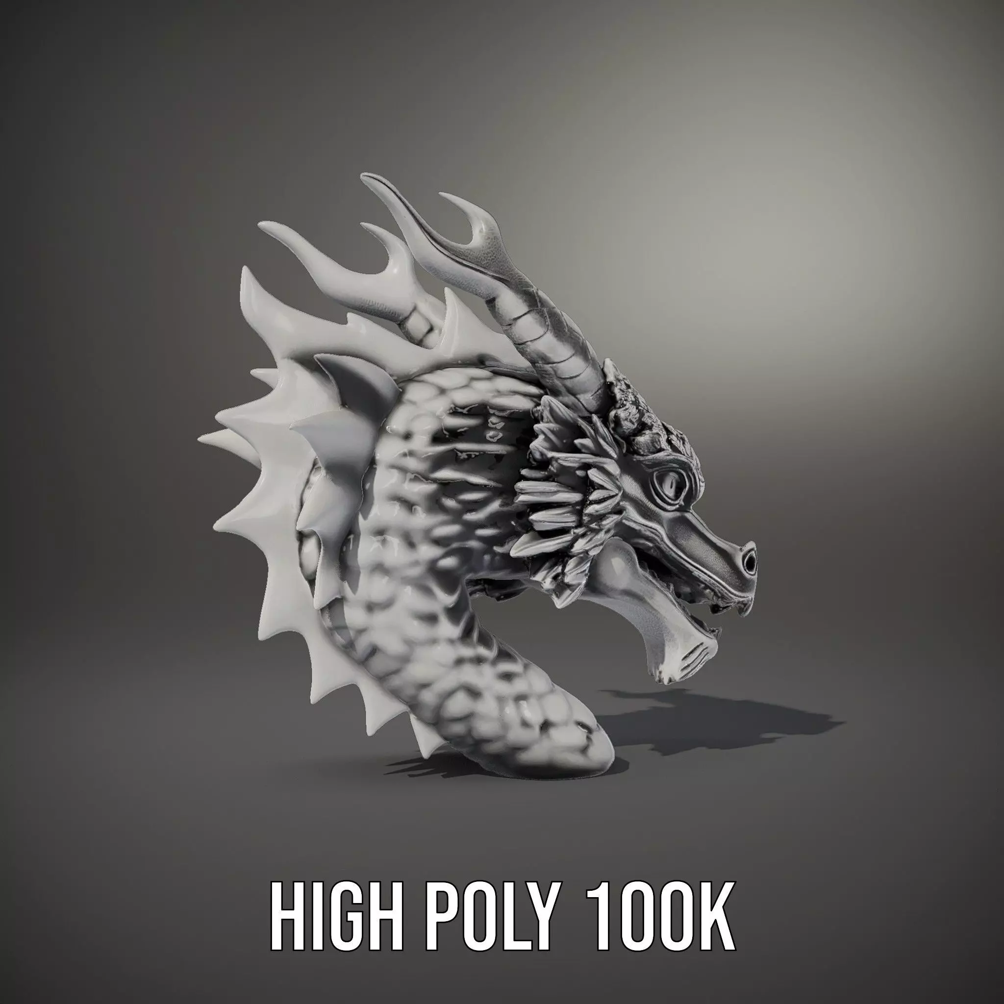 Silver Dragon Head model pack Low-poly 3D model_8