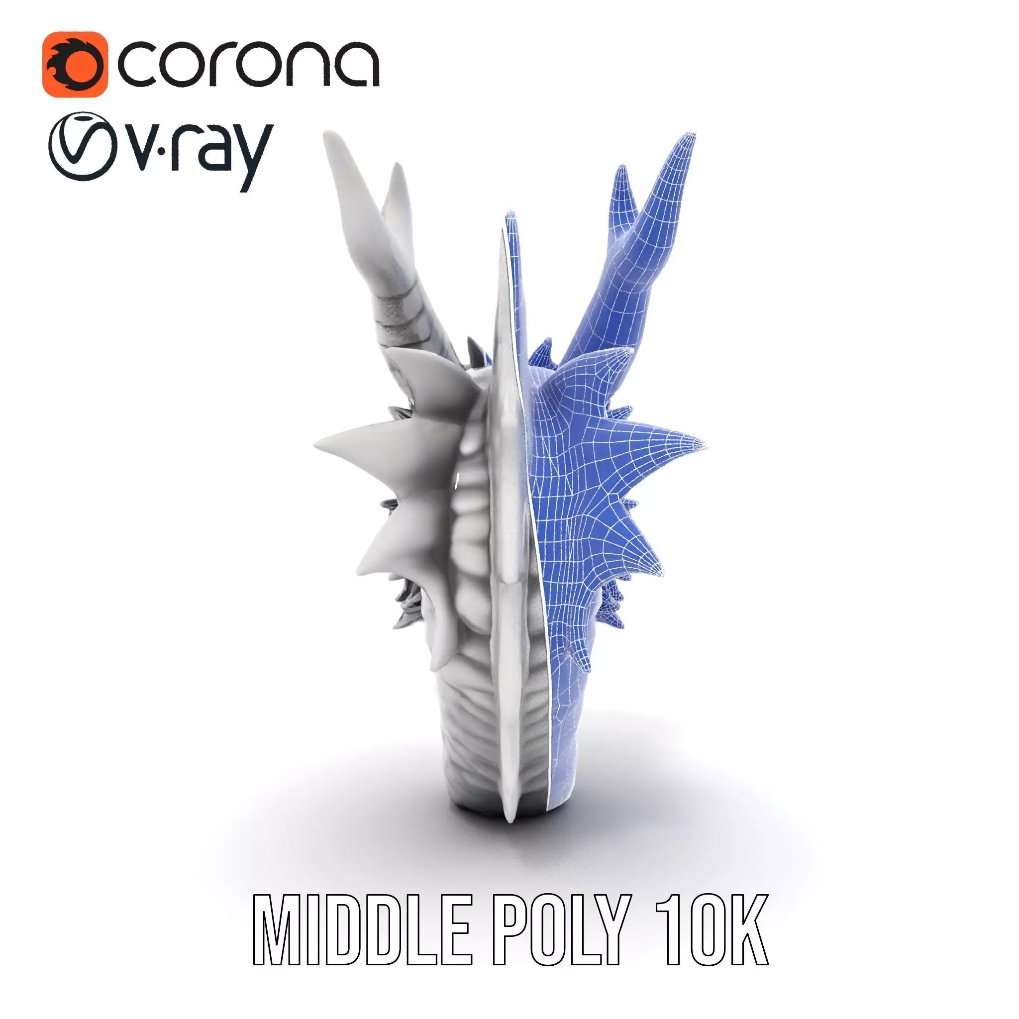 Silver Dragon Head model pack Low-poly 3D model_29