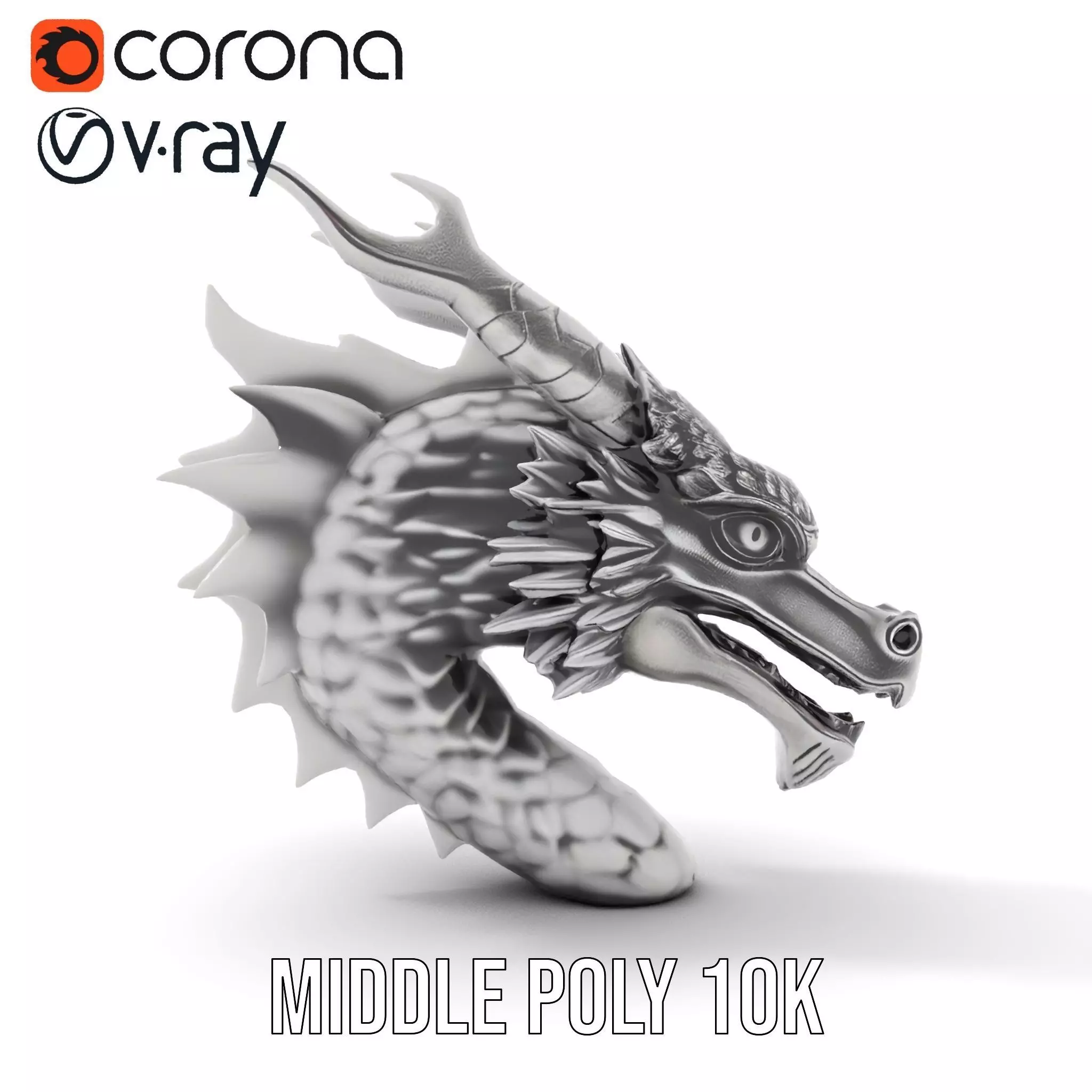 Silver Dragon Head model pack Low-poly 3D model_23