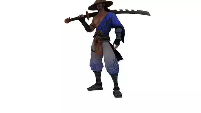Stylized Samurai Warrior 3D Character with Katana  Game Ready
