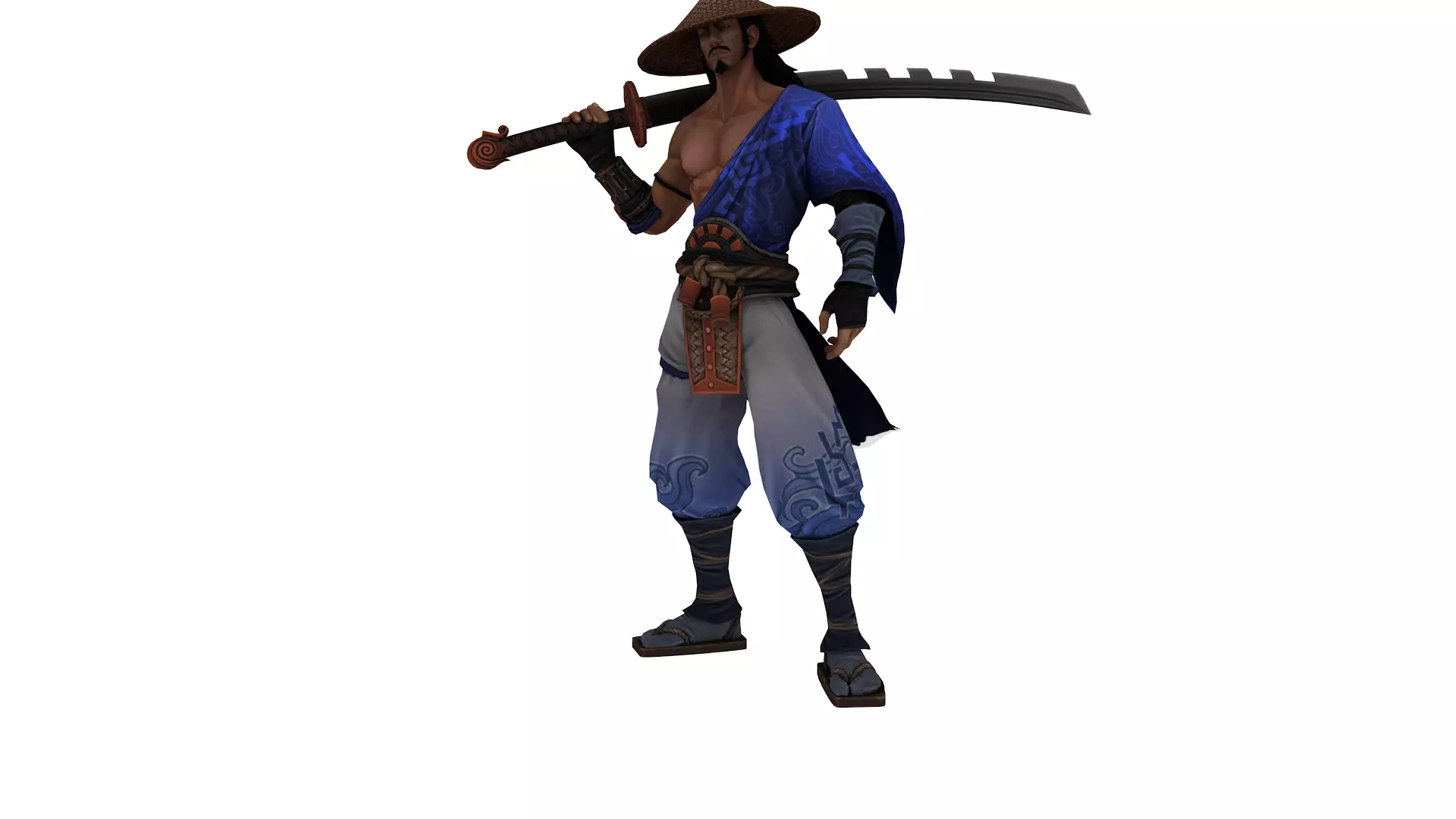 Stylized Samurai Warrior 3D Character with Katana Game Ready Low-poly 3D model