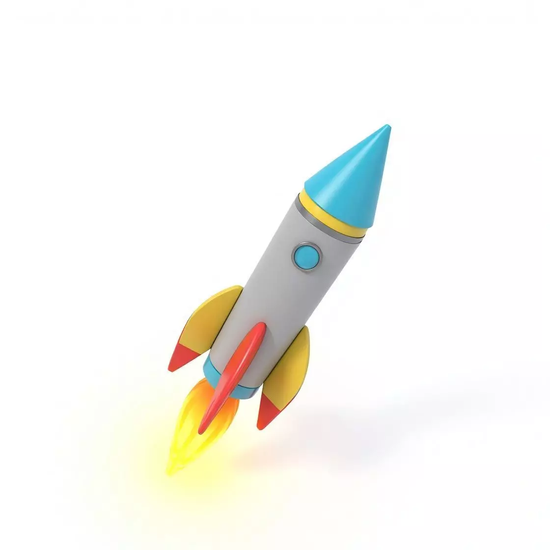 Cute Cartoon Space Rocket 3D Model Low-poly 3D model_0