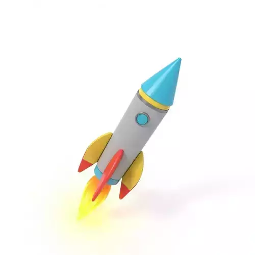 Cute Cartoon Space Rocket 3D Model