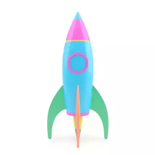 Vibrant Cartoon Rocket Ship 3D Model