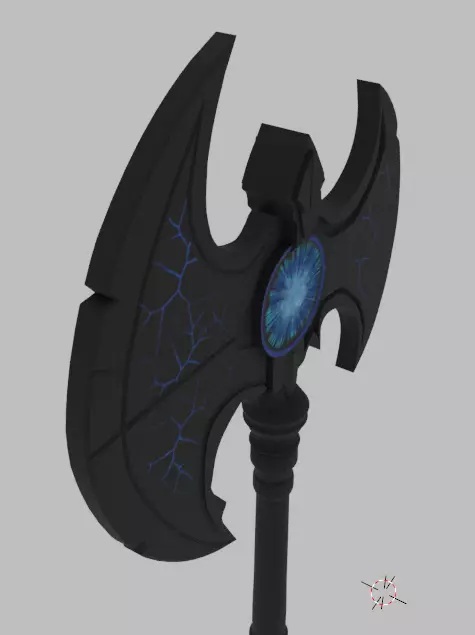 Battle axe Low-poly 3D model_1