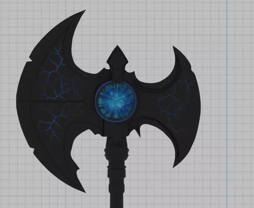 Battle axe Low-poly 3D model_0