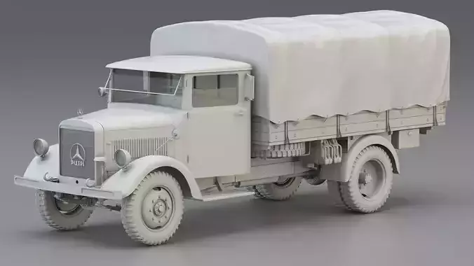 WWII German Army Cargo Truck 3 5t 3D model