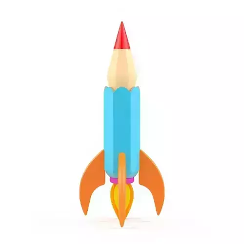 Creative Pencil Rocket Ship 3D Model