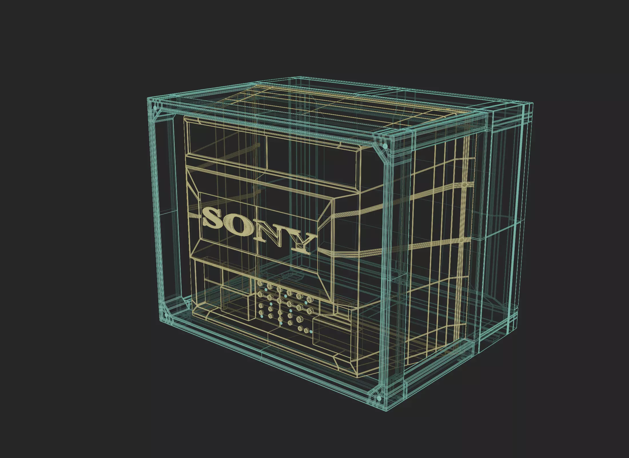 Sony CRT Cube TV PVM-2950QM Low-poly 3D model_6