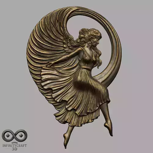 Dancing Angel Relief  3D Fantasy Wall Art for CNC or Print