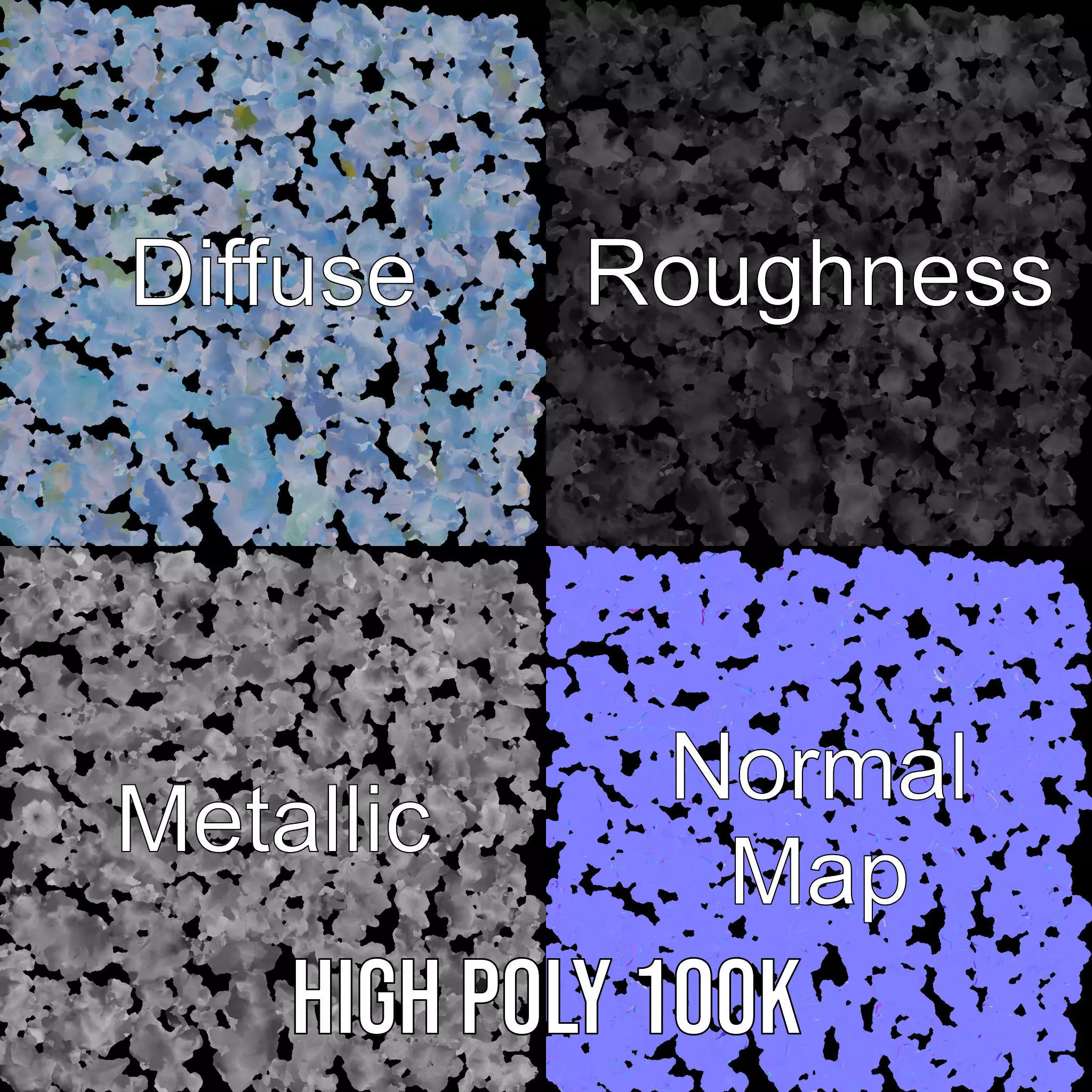 Hydrangea Blossom model pack Low-poly 3D model_3