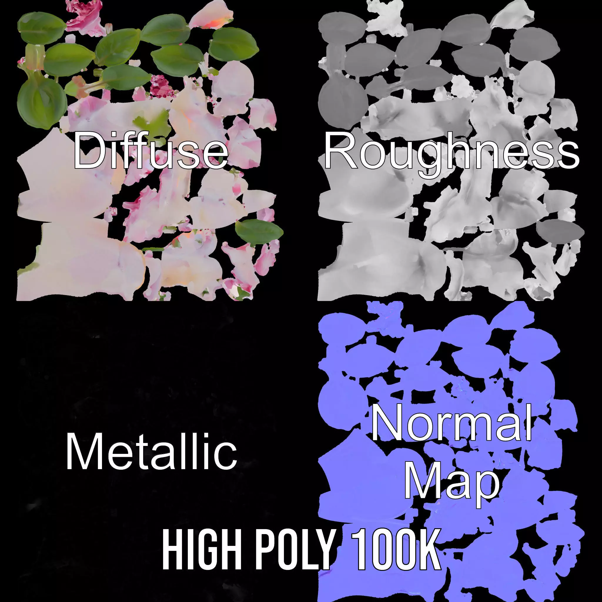 Elegant Pink Rose model pack Low-poly 3D model_3