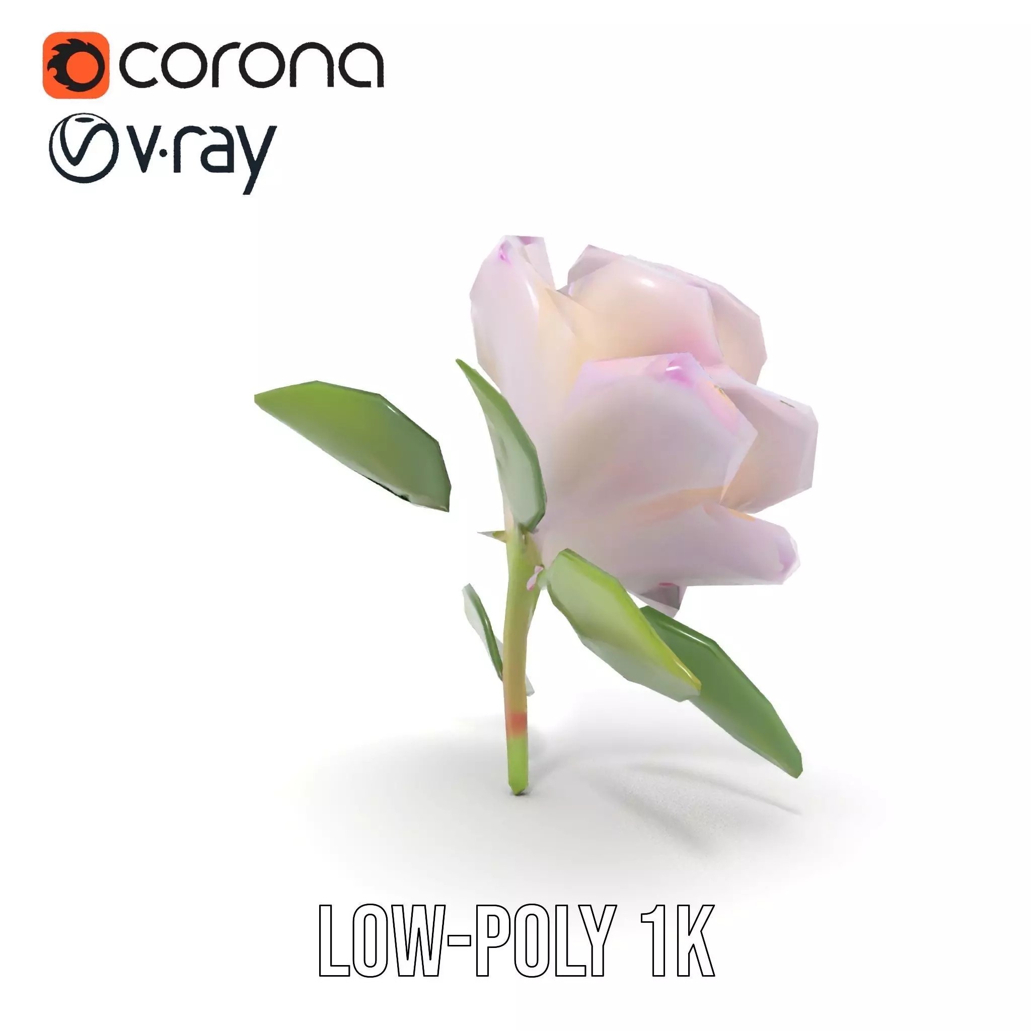 Elegant Pink Rose model pack Low-poly 3D model_9
