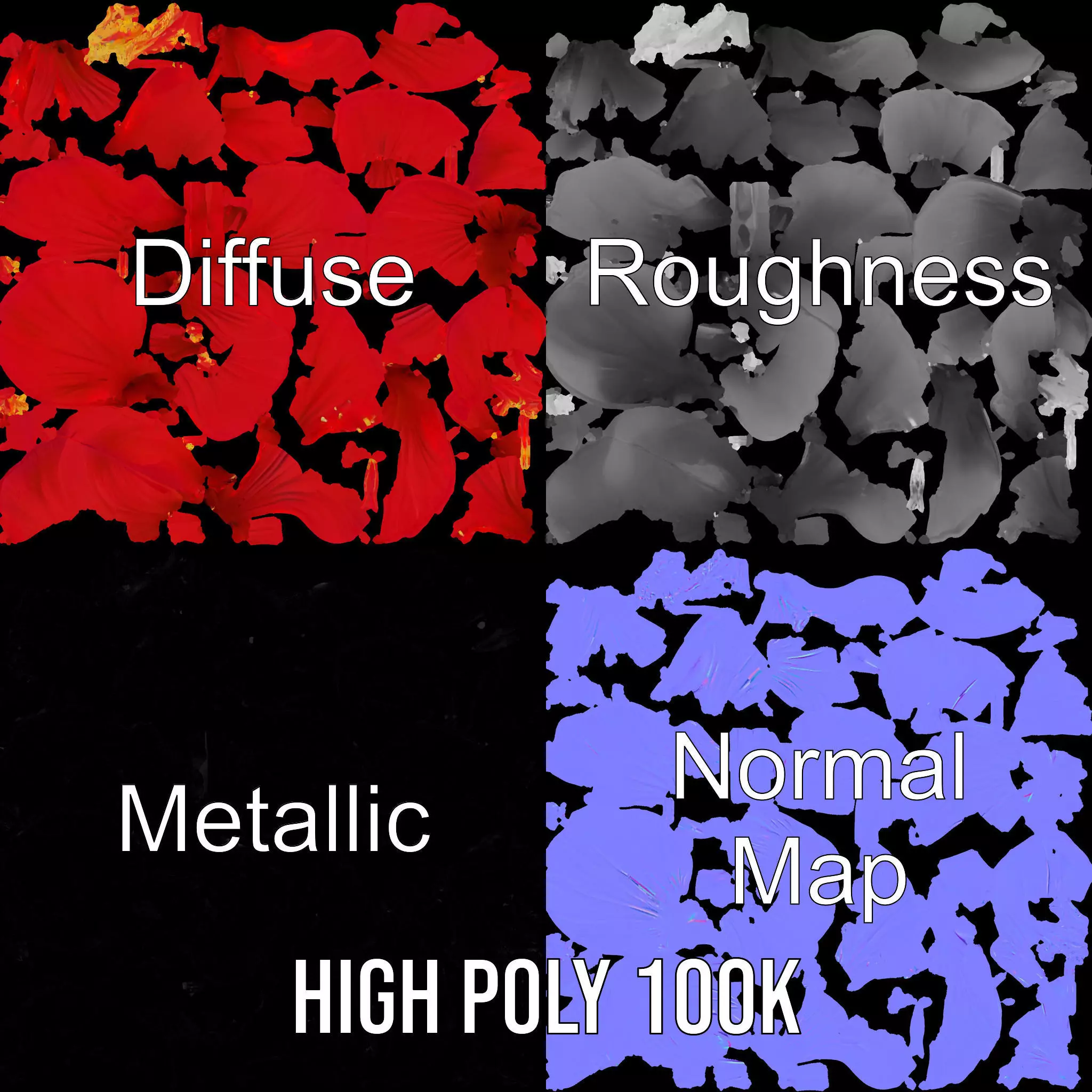 Vibrant Red Hibiscus model pack Low-poly 3D model_3