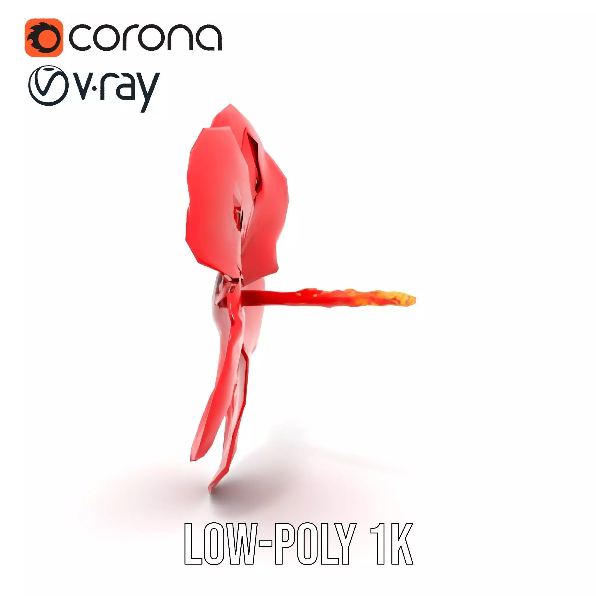 Vibrant Red Hibiscus model pack Low-poly 3D model_12
