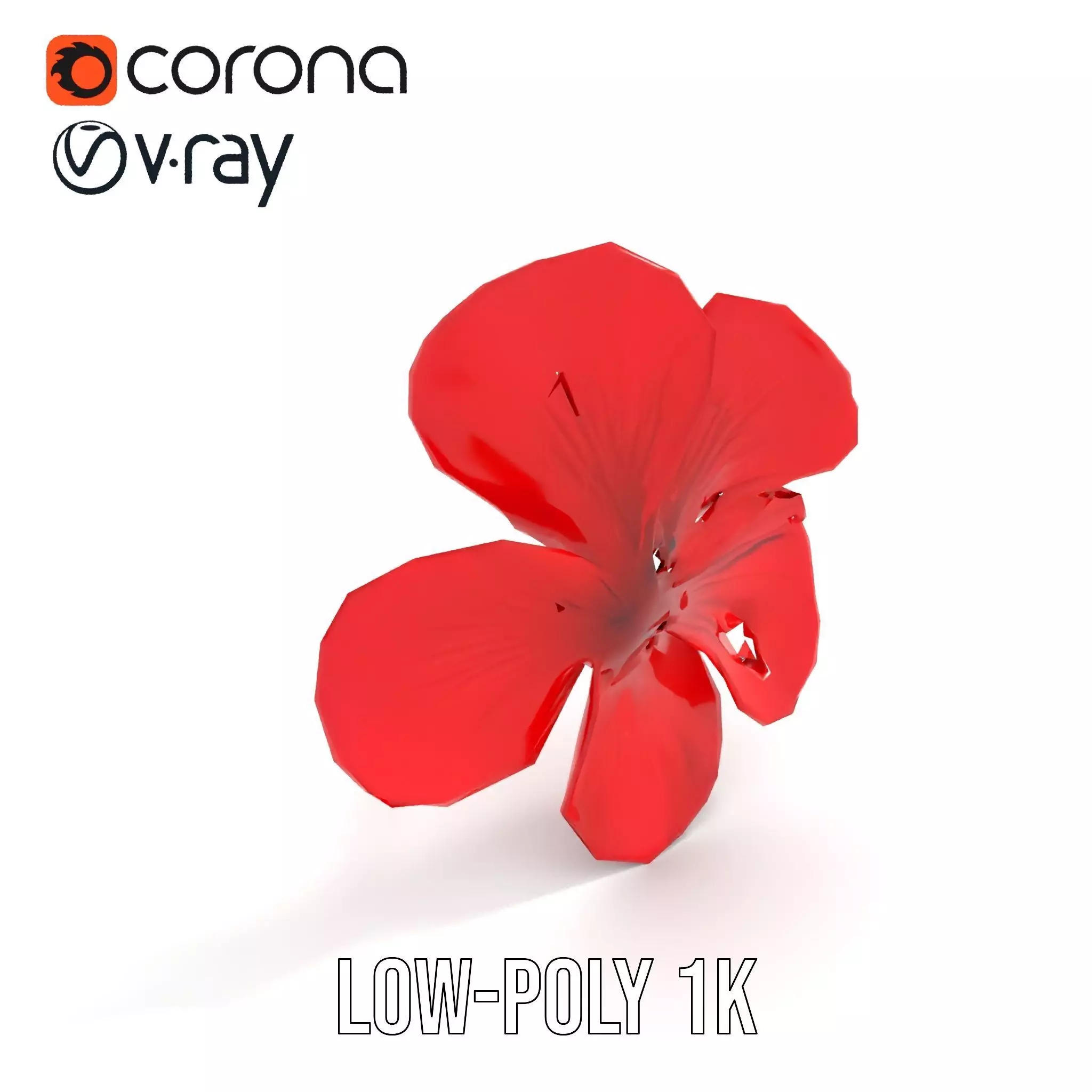 Vibrant Red Hibiscus model pack Low-poly 3D model_9