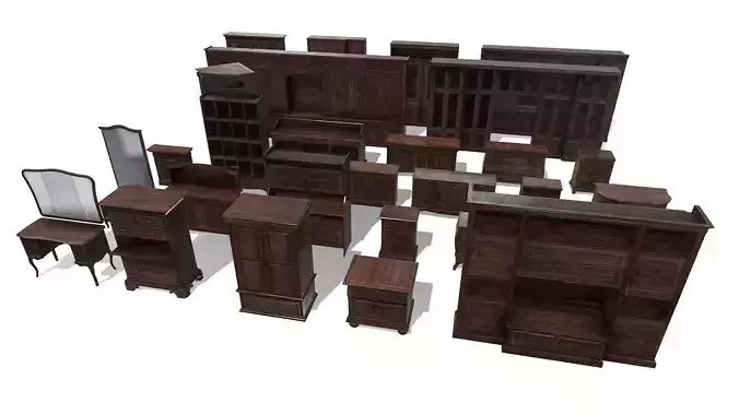 Floor Cabinet Collection - Pack Low-poly 3D model