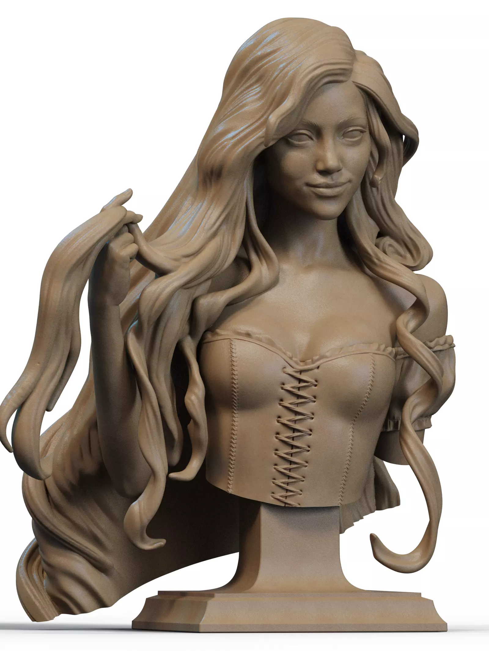Rapunzel Bust 3D Print 3D print model_0