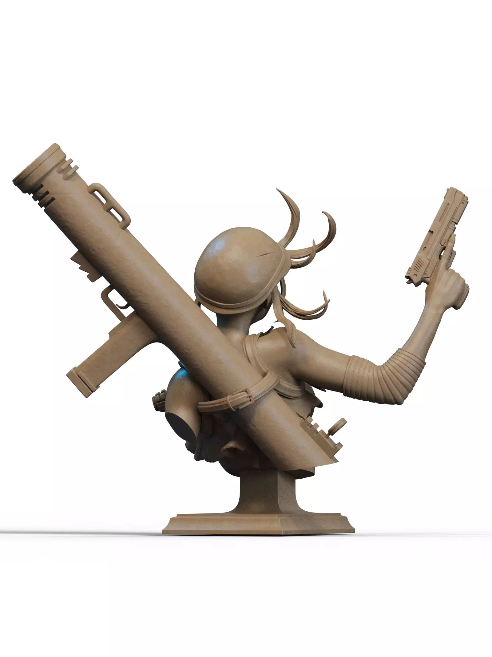 War Girl Bust 3D Print 3D print model_2