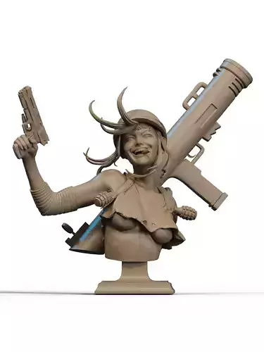 War Girl Bust 3D Print