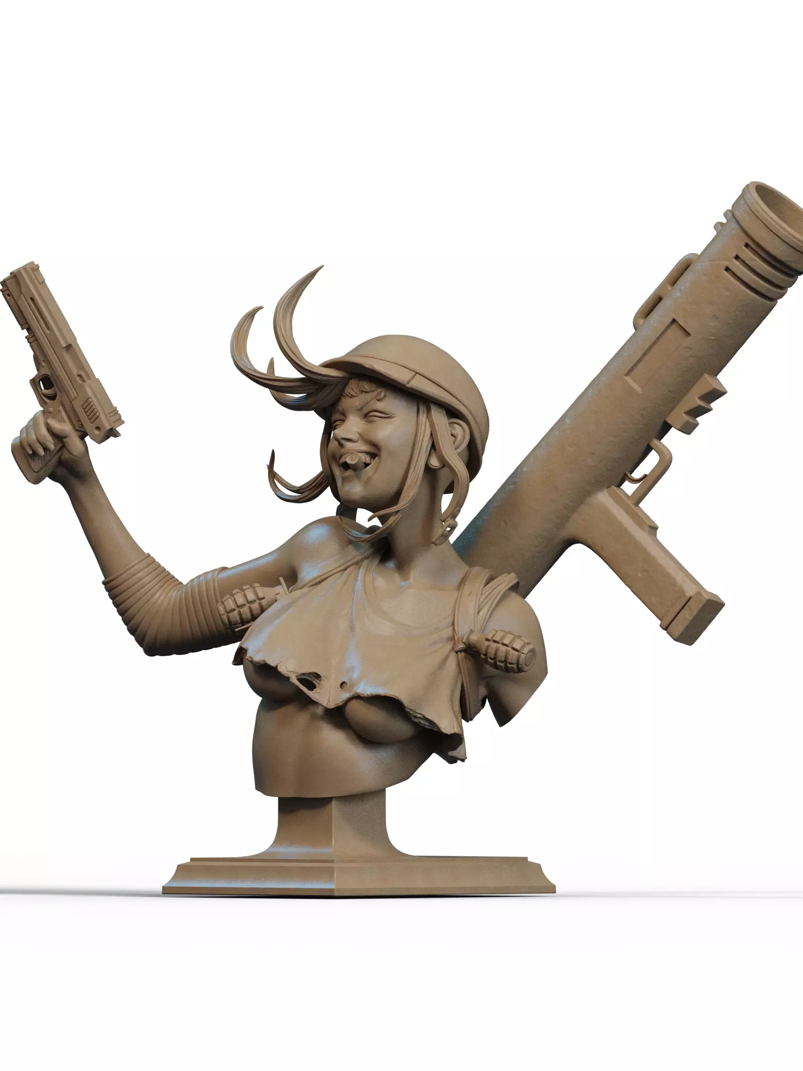 War Girl Bust 3D Print 3D print model_1