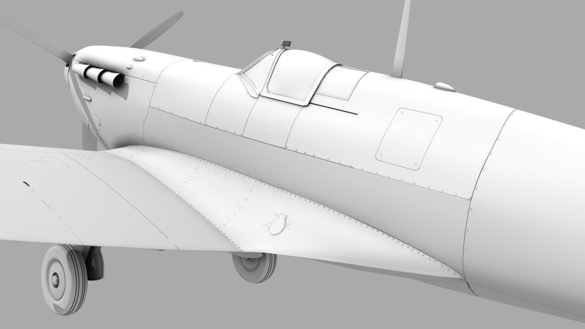 SEAFIRE MK IIC 880th Squadron Low-poly 3D model_26