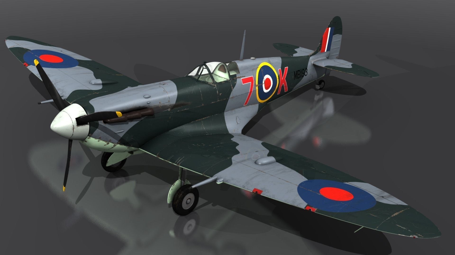 SEAFIRE MK IIC 880th Squadron Low-poly 3D model_4