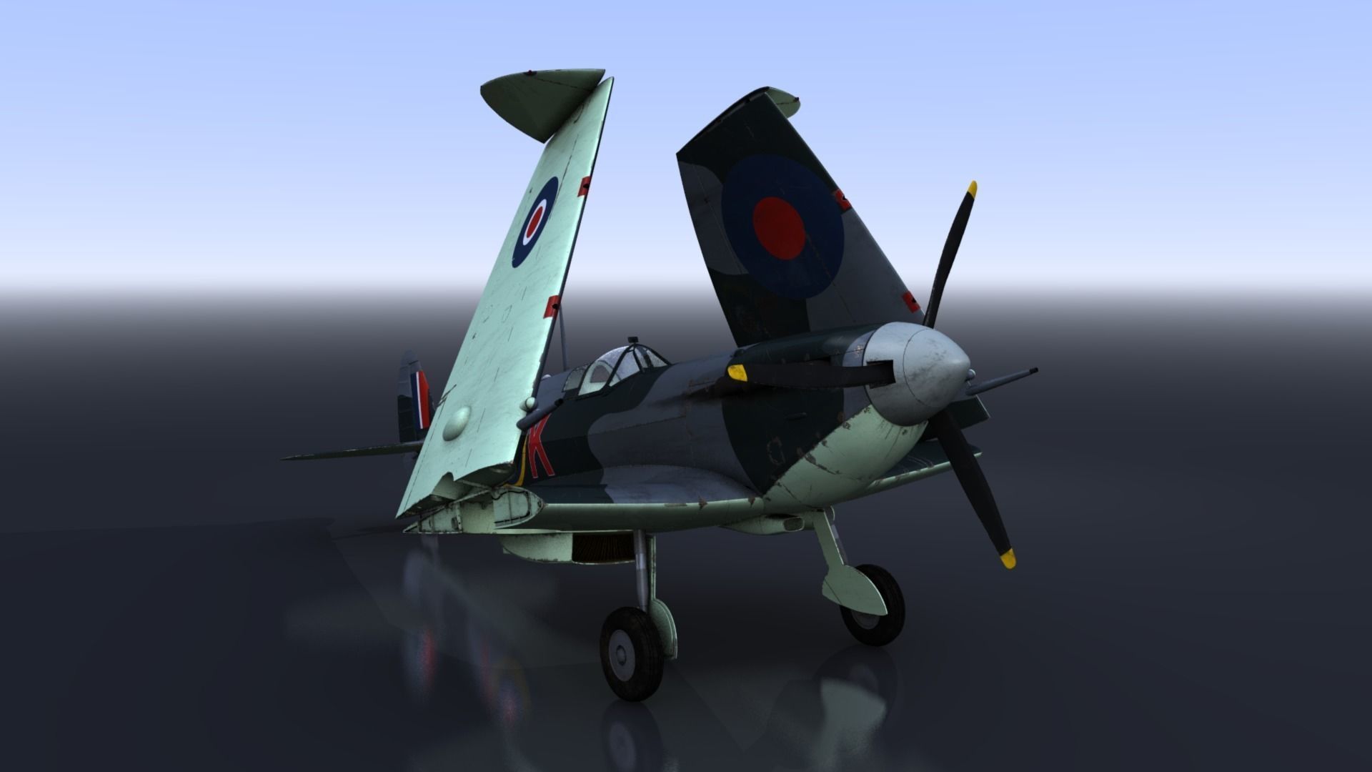 SEAFIRE MK IIC 880th Squadron Low-poly 3D model_14