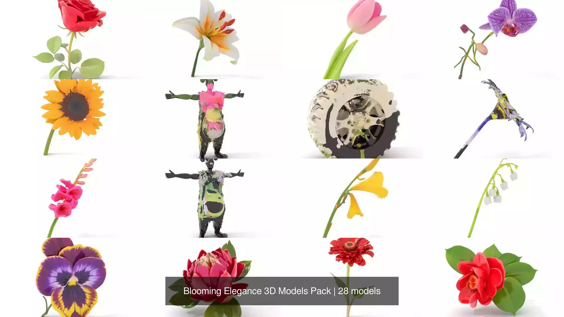 Blooming Elegance 3D Models Pack 3D Model Collection_0
