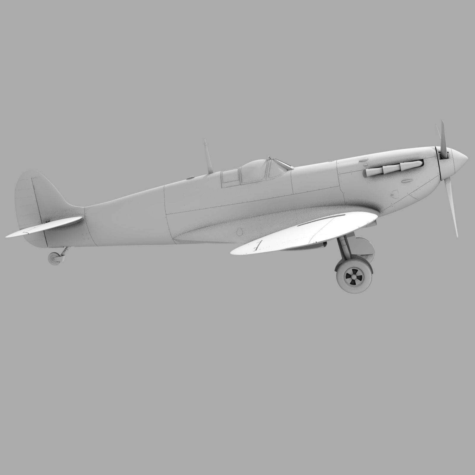 SPITFIRE MK IA 603rd Squadron Low-poly 3D model_19