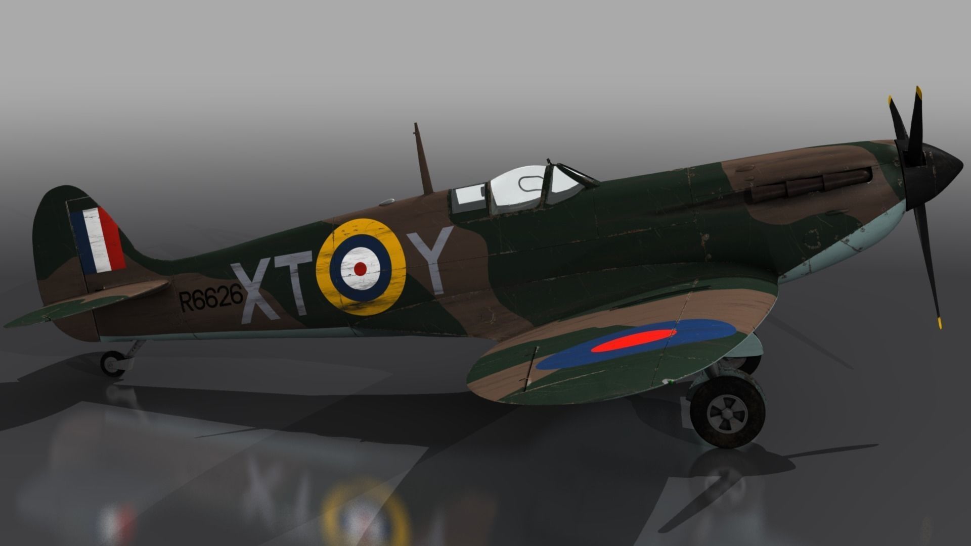 SPITFIRE MK IA 603rd Squadron Low-poly 3D model_8