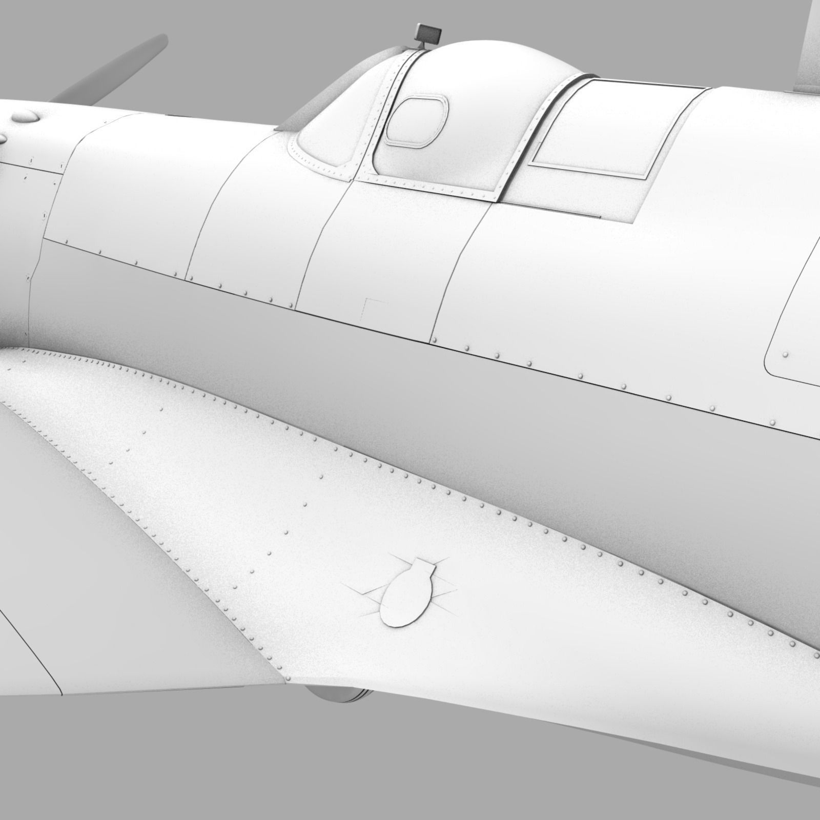 SPITFIRE MK IA 603rd Squadron Low-poly 3D model_25