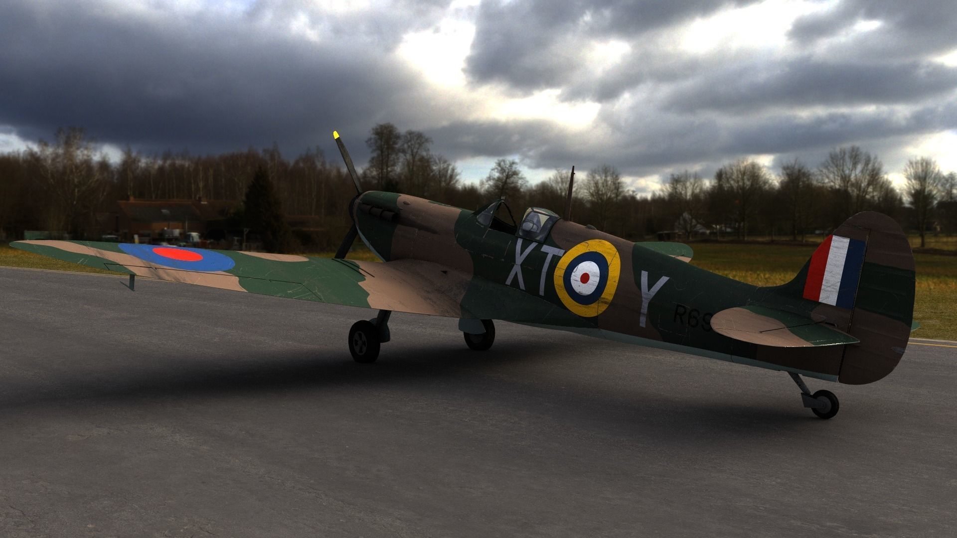 SPITFIRE MK IA 603rd Squadron Low-poly 3D model_3