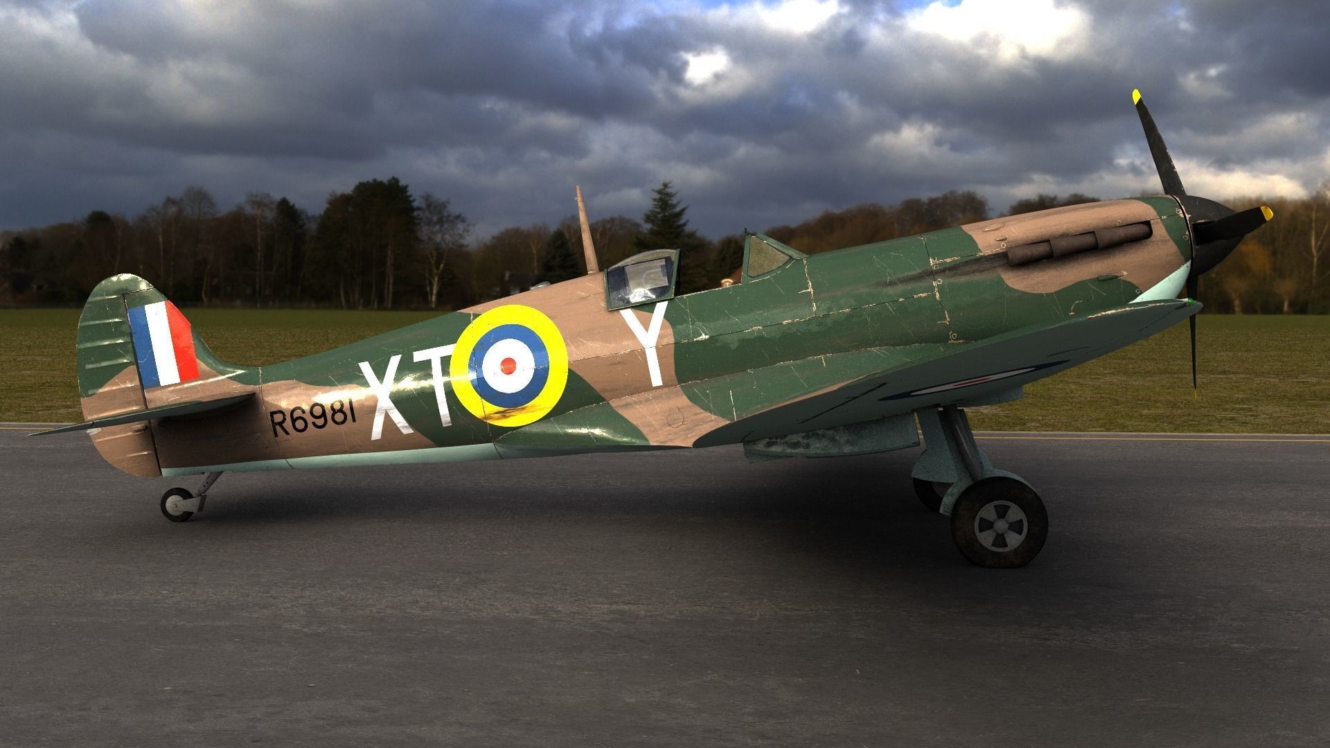 SPITFIRE MK IA 603rd Squadron Low-poly 3D model_0