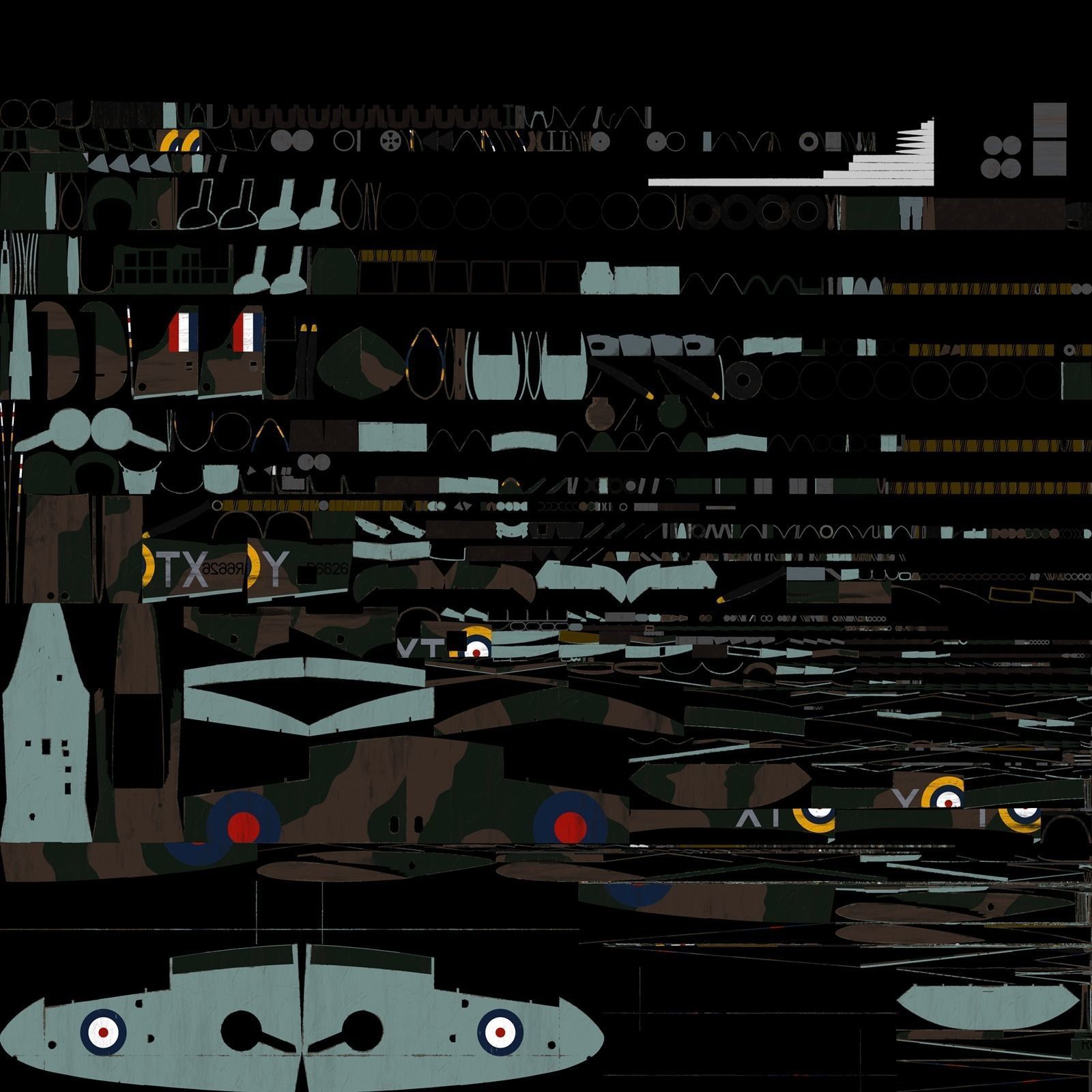 SPITFIRE MK IA 603rd Squadron Low-poly 3D model_32