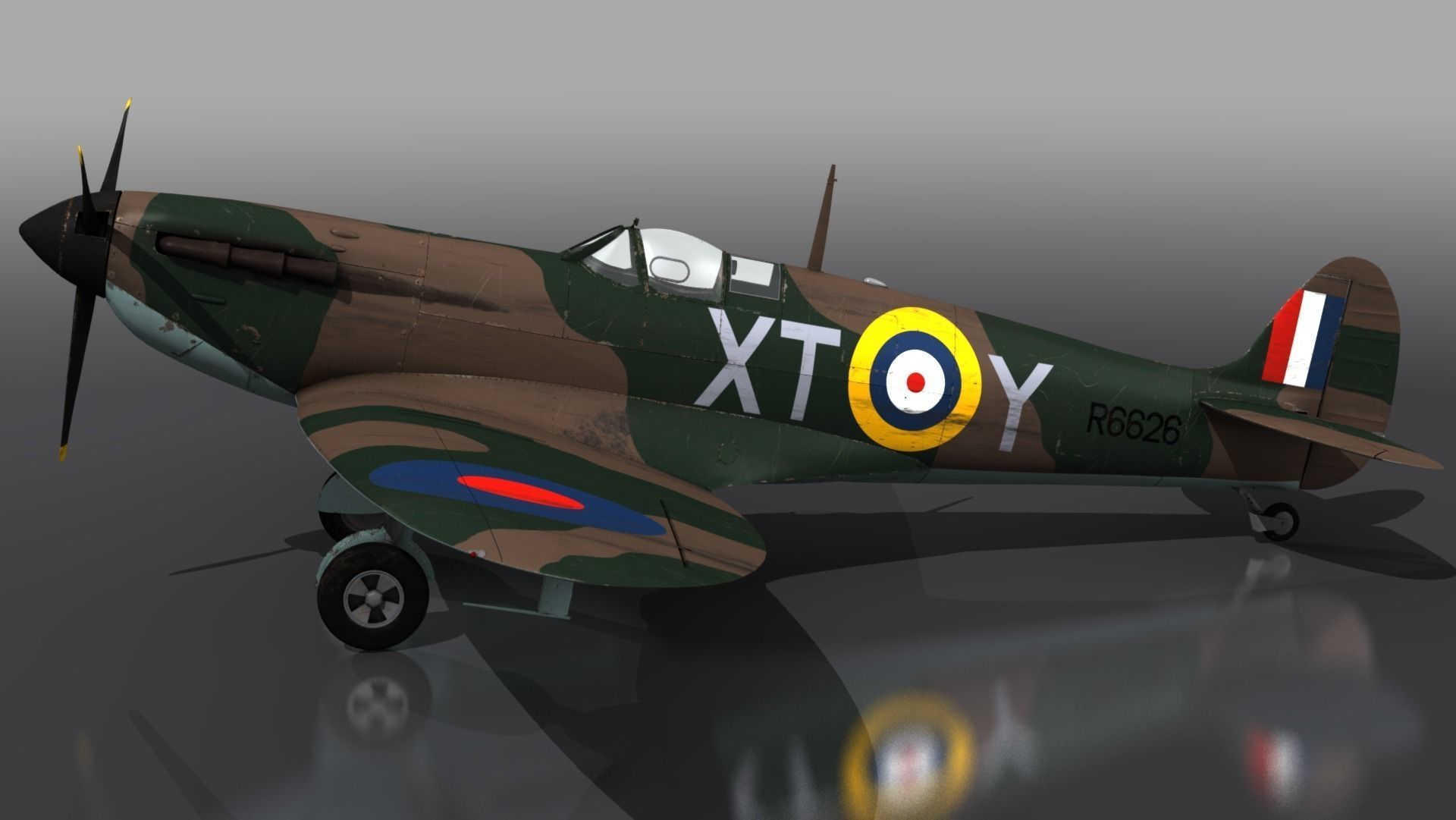SPITFIRE MK IA 603rd Squadron Low-poly 3D model_10
