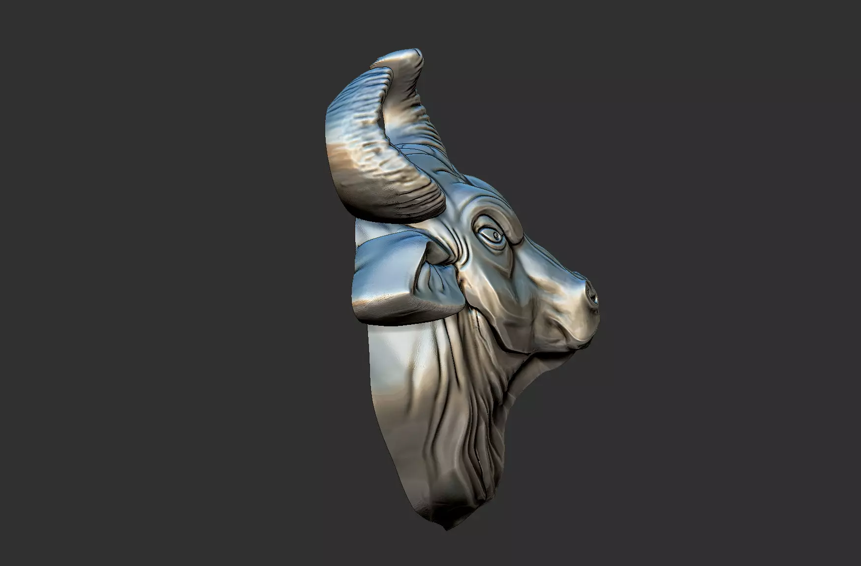 Bull Head Relief 3D print model_7