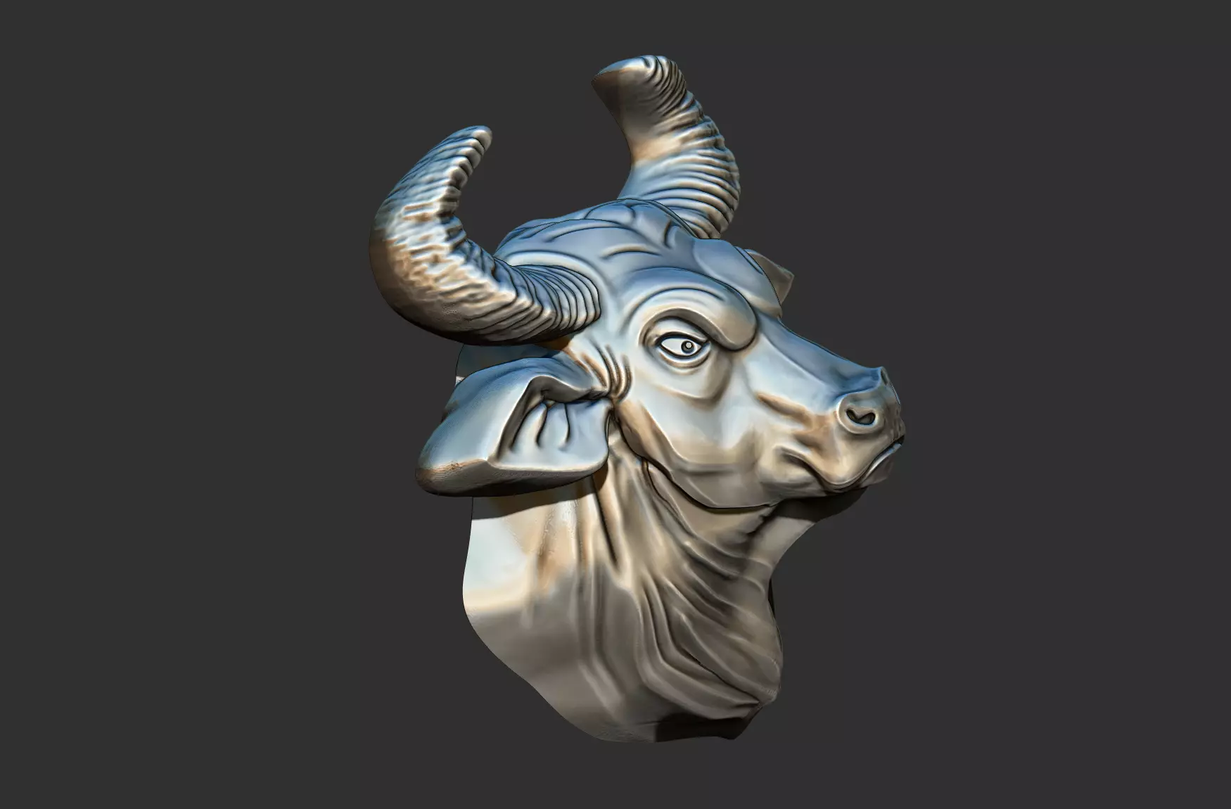 Bull Head Relief 3D print model_8