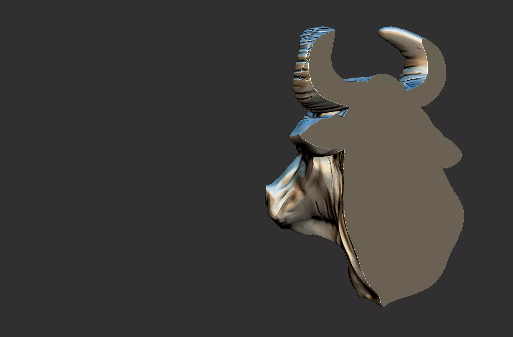Bull Head Relief 3D print model_5