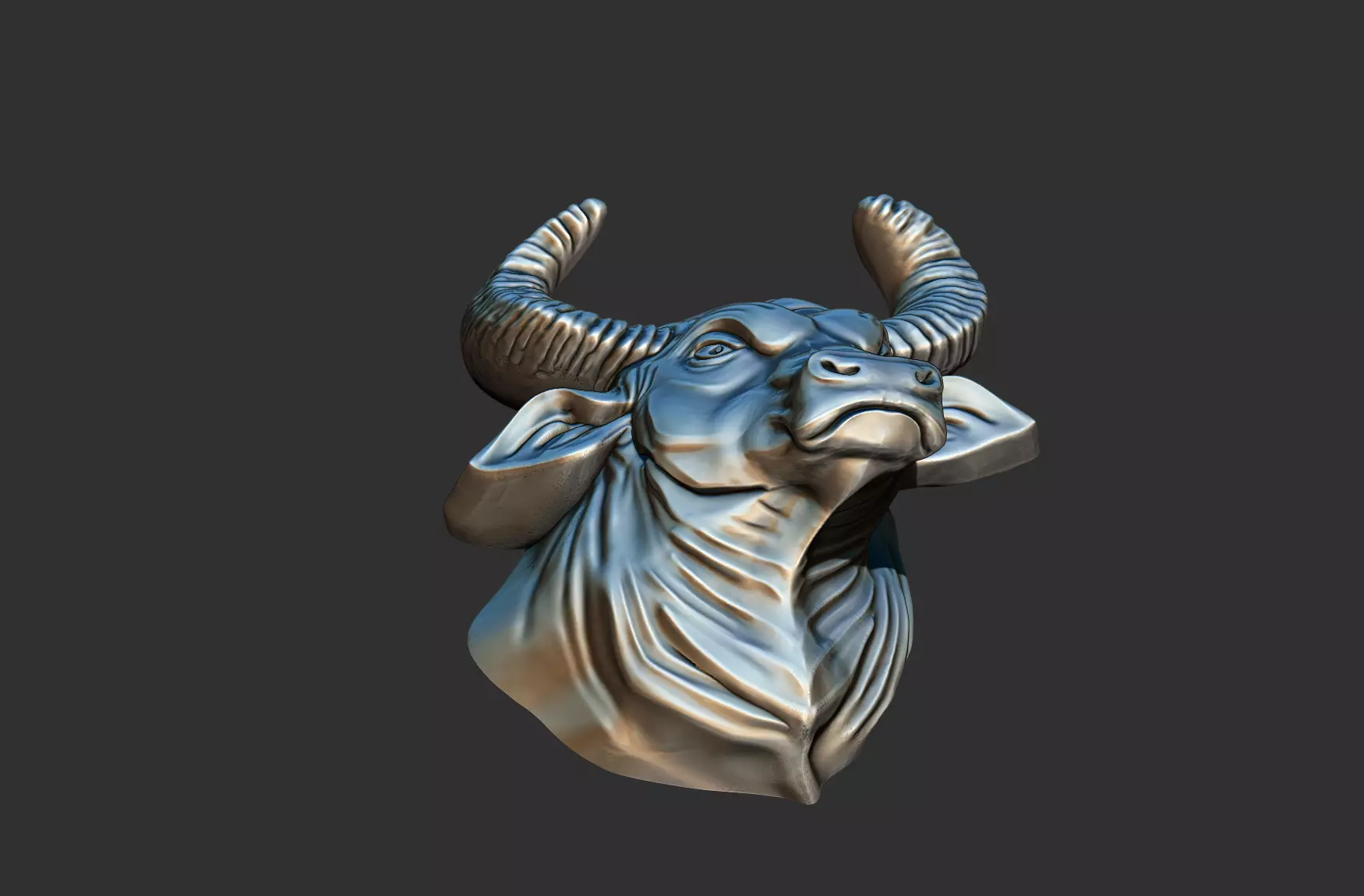Bull Head Relief 3D print model_9