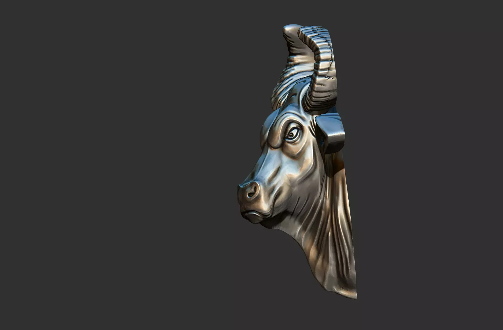 Bull Head Relief 3D print model_4