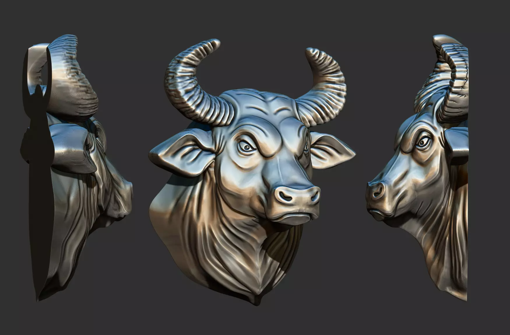 Bull Head Relief 3D print model_0
