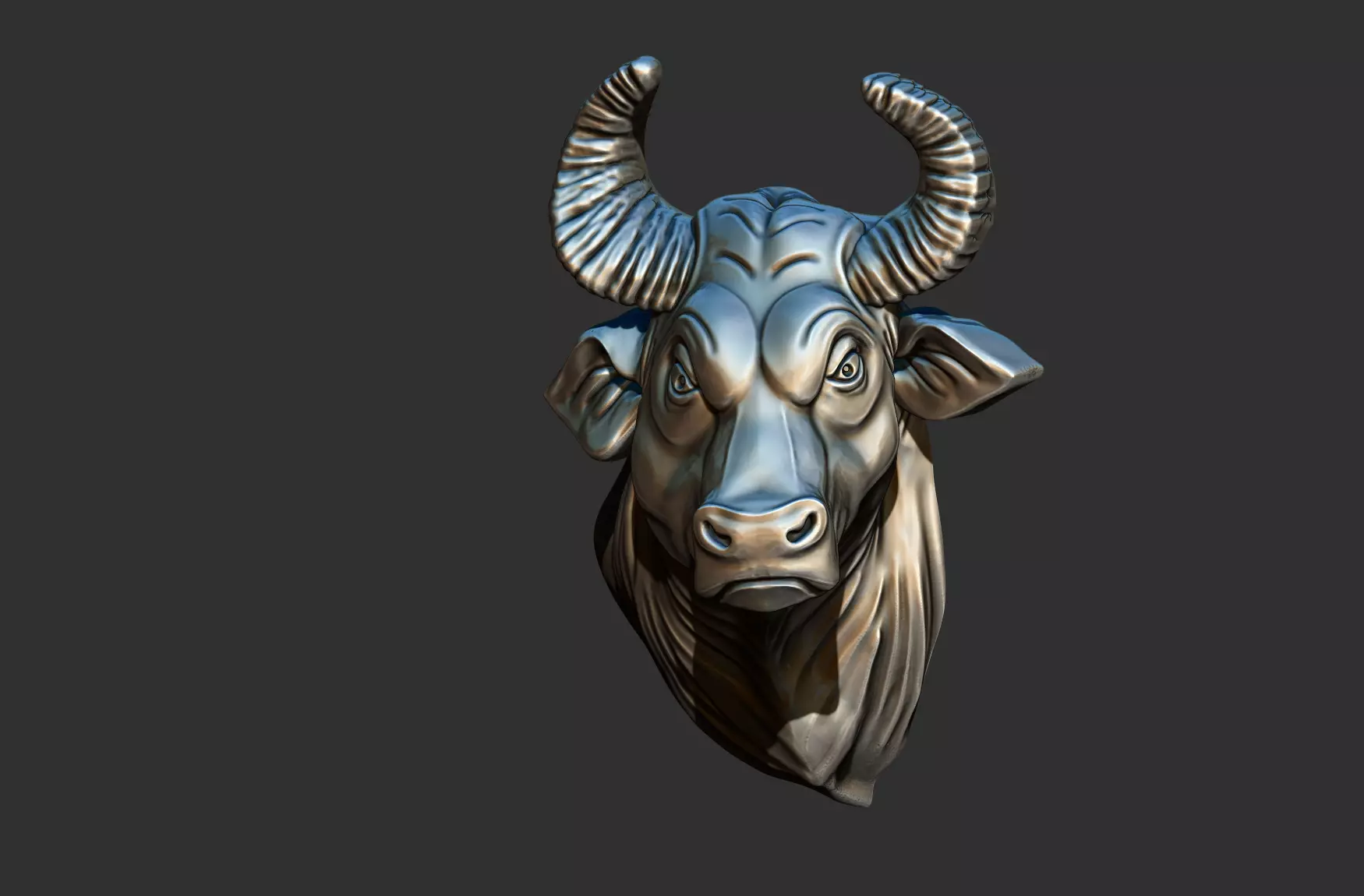 Bull Head Relief 3D print model_2