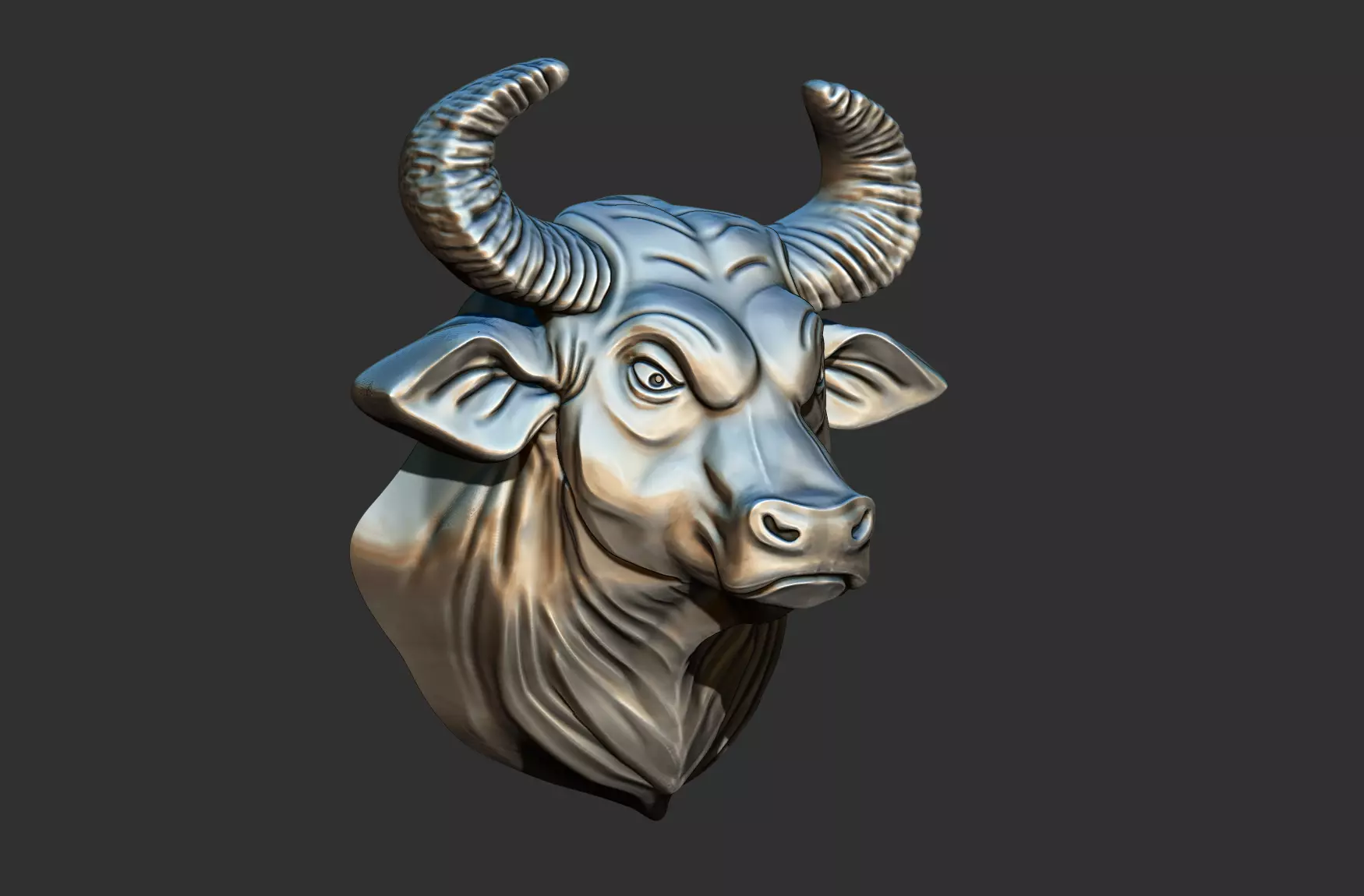 Bull Head Relief 3D print model_1