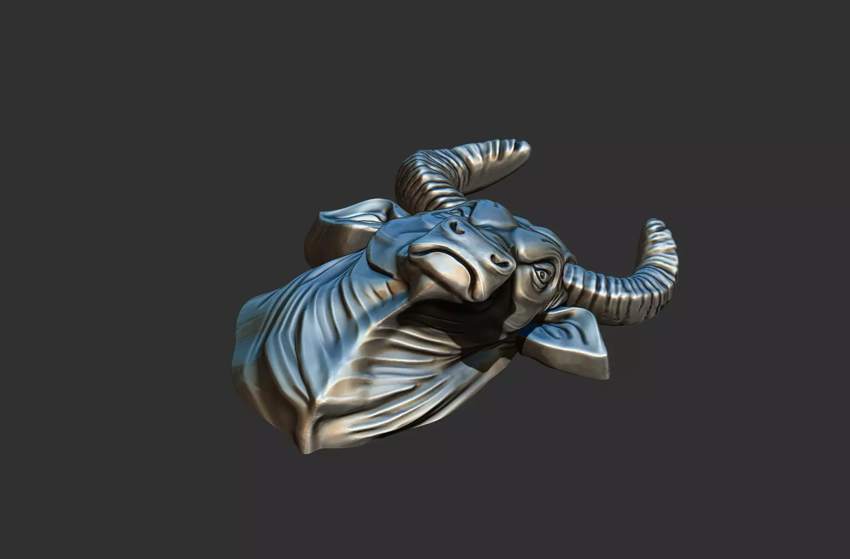 Bull Head Relief 3D print model_10