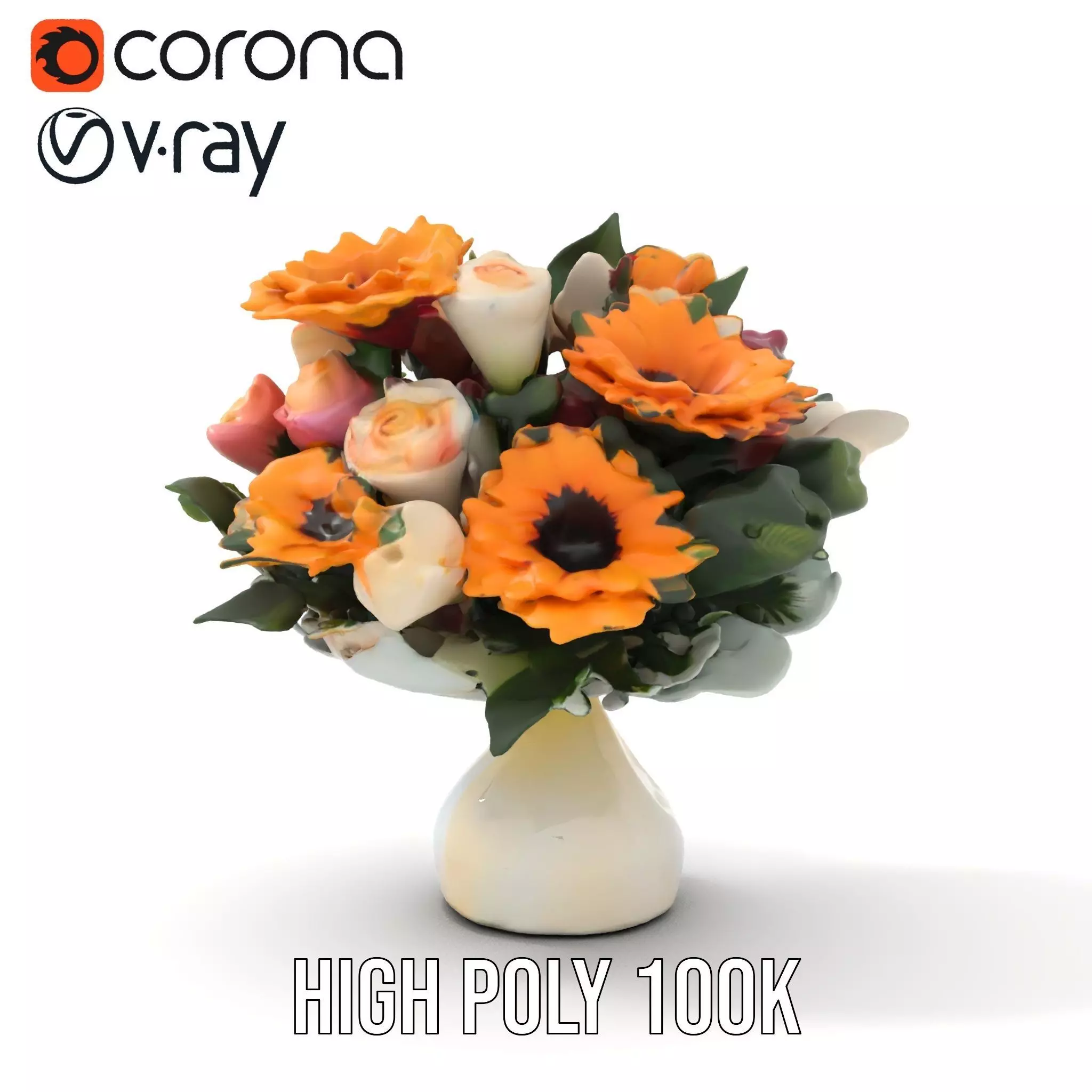 Vibrant Floral Bouquet model pack Low-poly 3D model_5