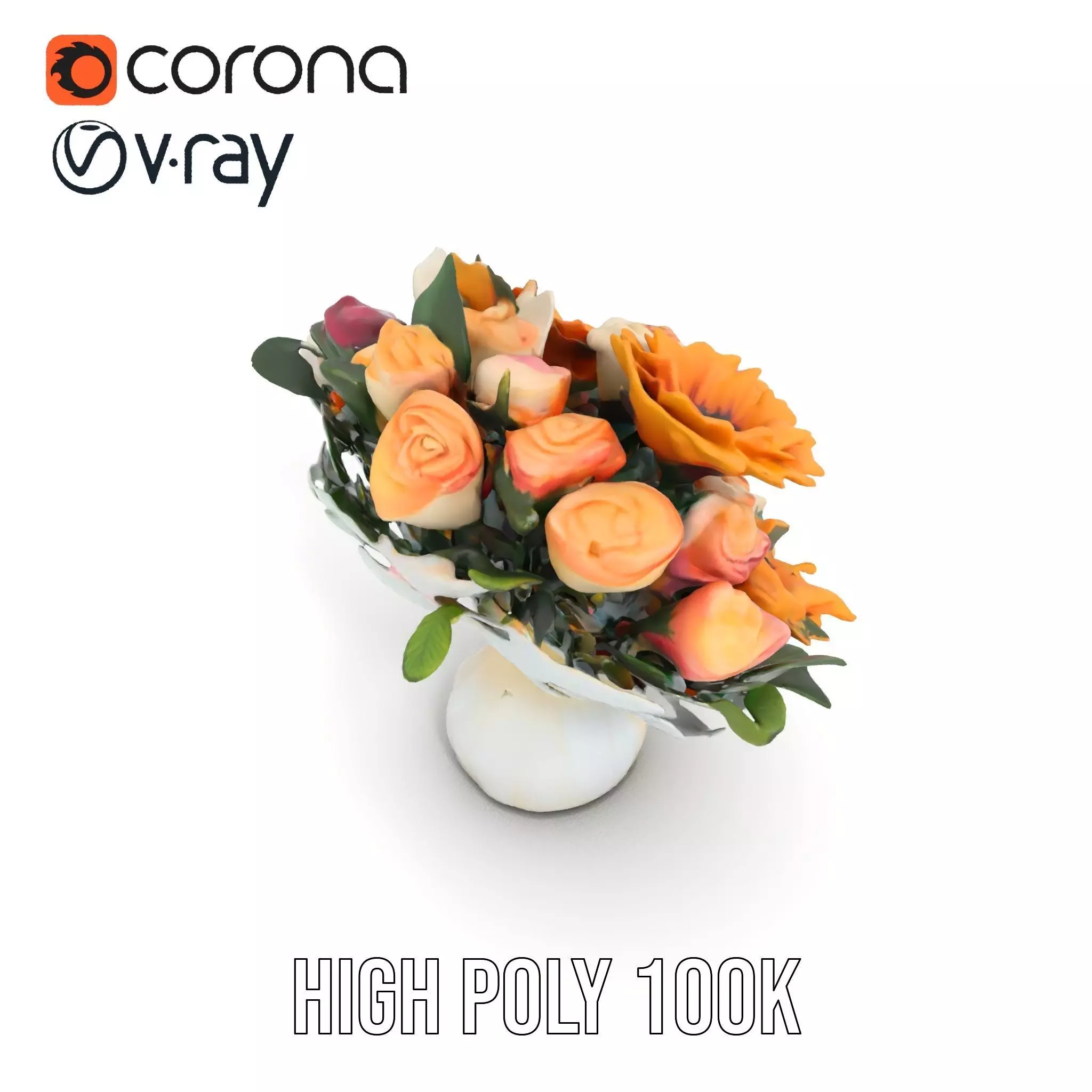 Vibrant Floral Bouquet model pack Low-poly 3D model_6